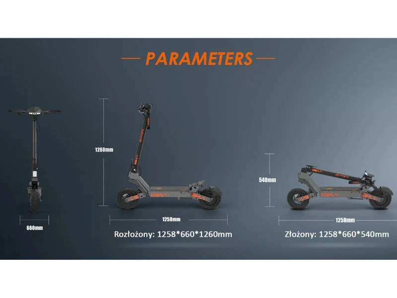 Hulajnoga KUKIRIN G2 - Wymiary hulajnogi elektrycznej